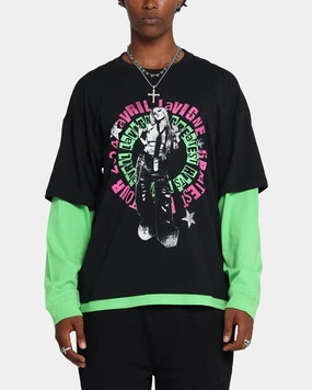 budget-friendly Comfortable Weave Avril Lavigne Avril Layered Long Sleeve T-Shirt Black Wash