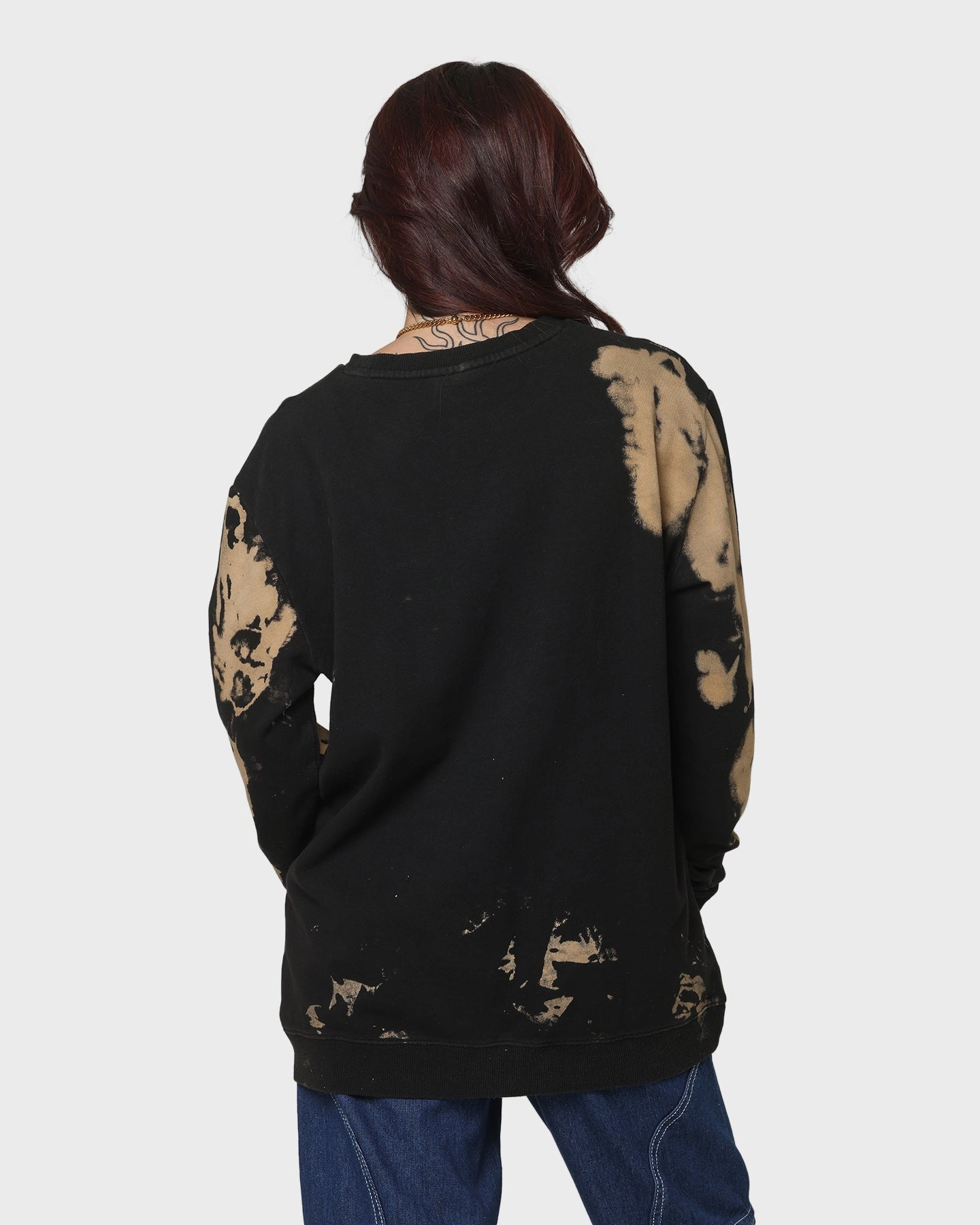 The Rolling Stones Tattoo Tongue Crewneck Tie Dye/Black Easy Style Wear Trendy Tops