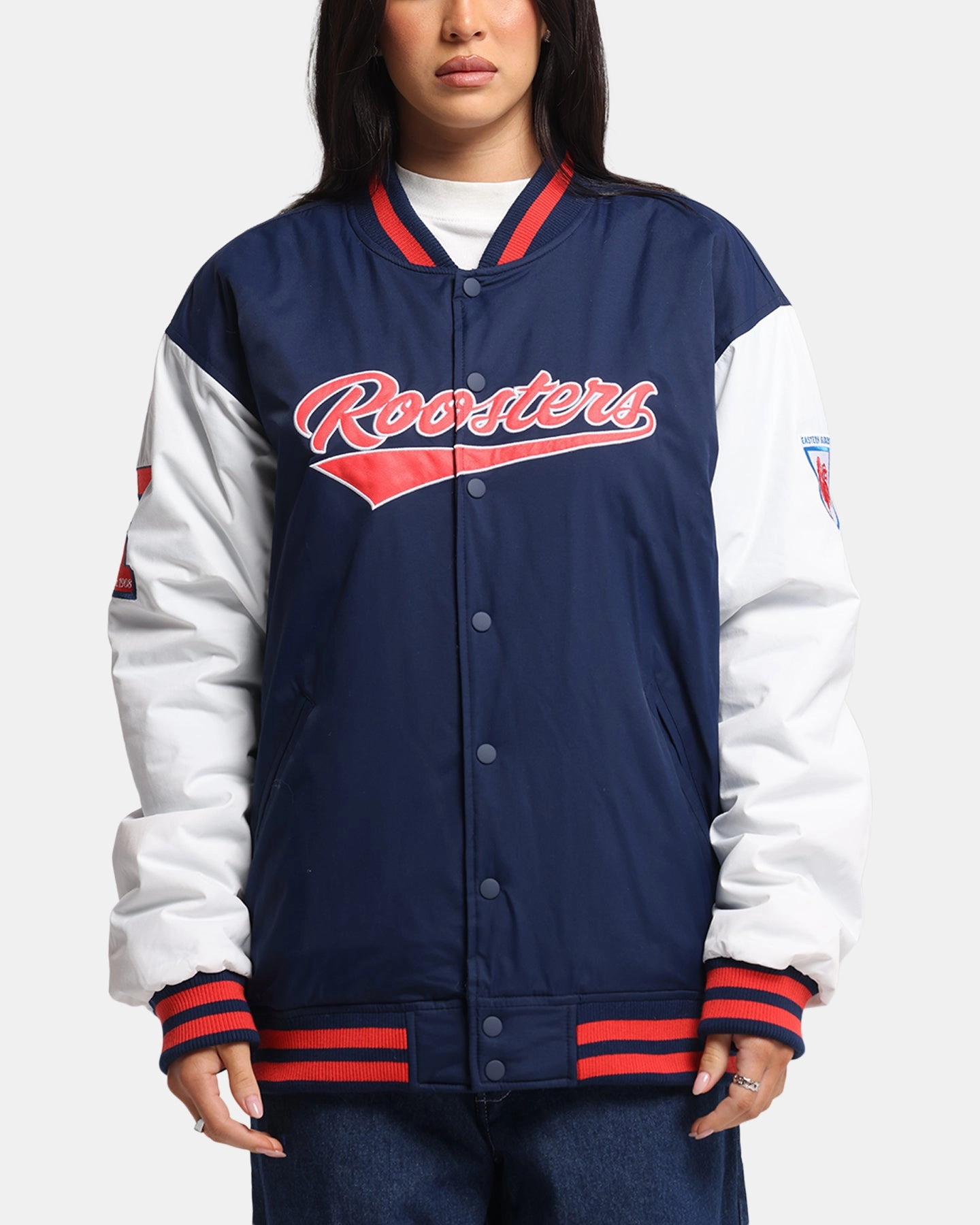 Assist Weight Distribution System Bleacher Athletic Sydney Roosters NRL 1908 Baseball Varsity Jacket Official Team Colour