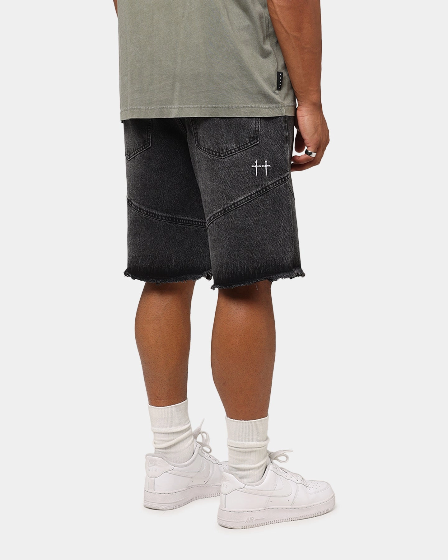Saint Morta Armoury Baggy Denim Shorts Black Shadow Budget - friendly