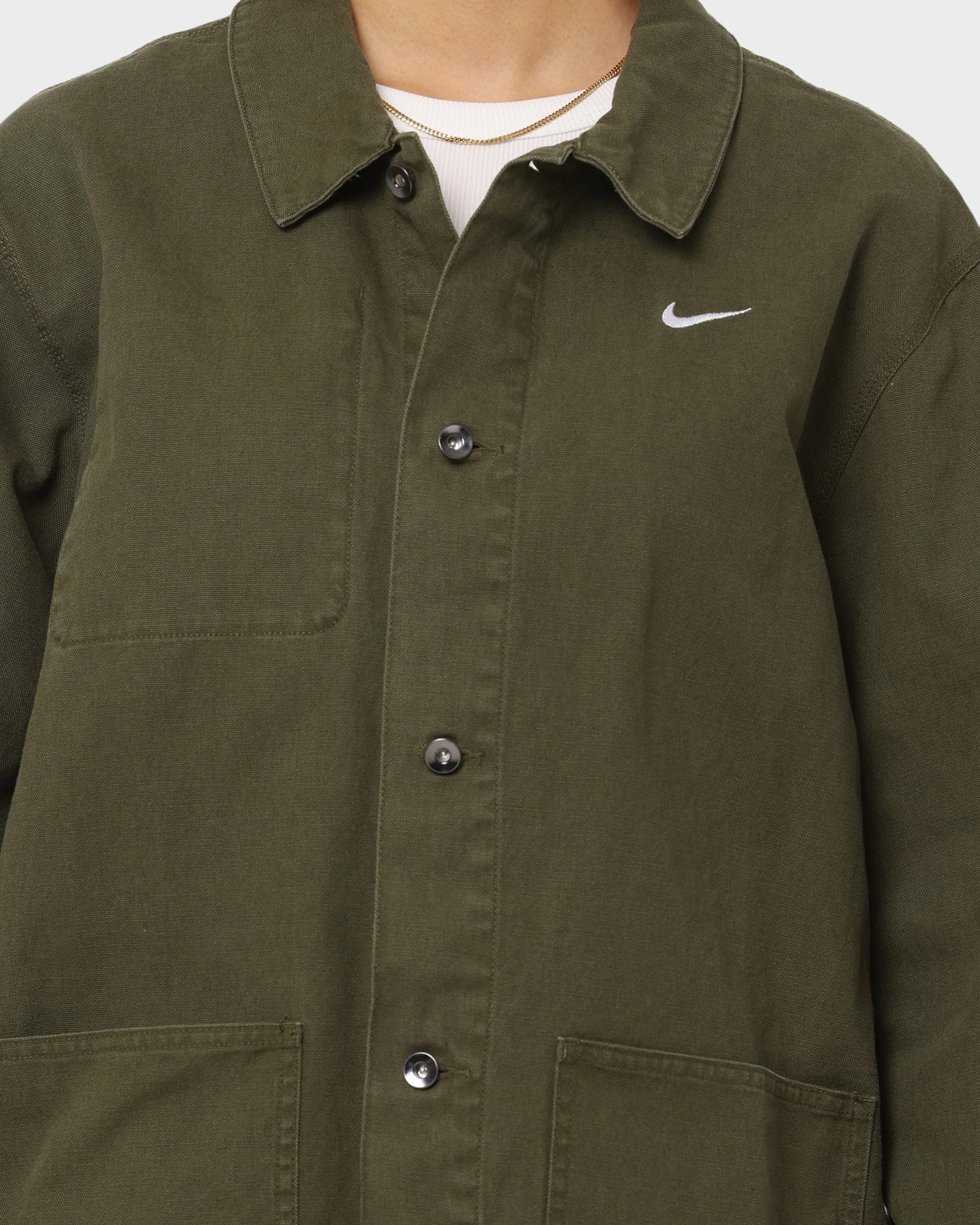 Nike Nike Life Unlined Chore Coat Jacket Rough Green/White Striped High Visibility Accents