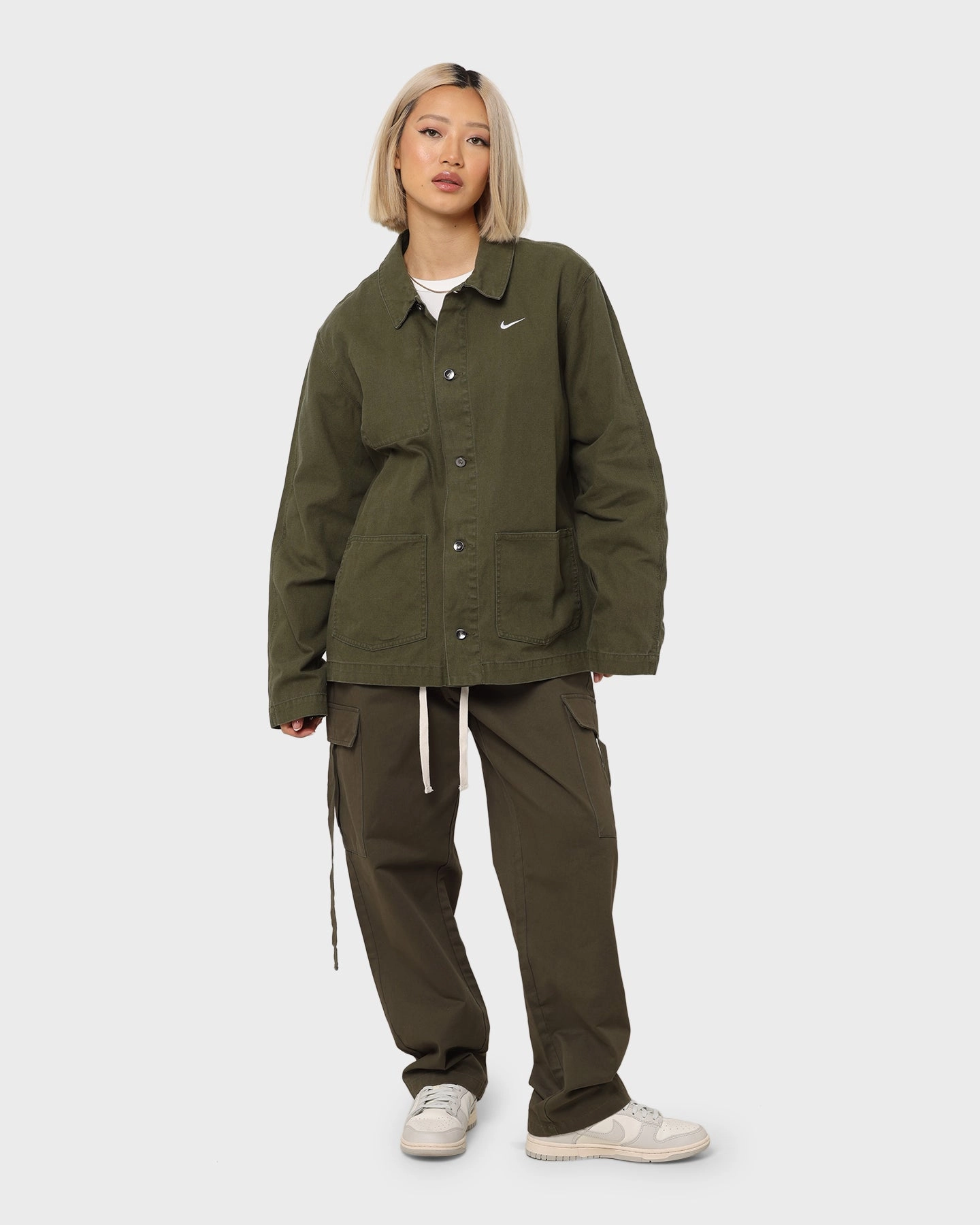 Reunion New Arrival Nike Nike Life Unlined Chore Coat Jacket Rough Green/White