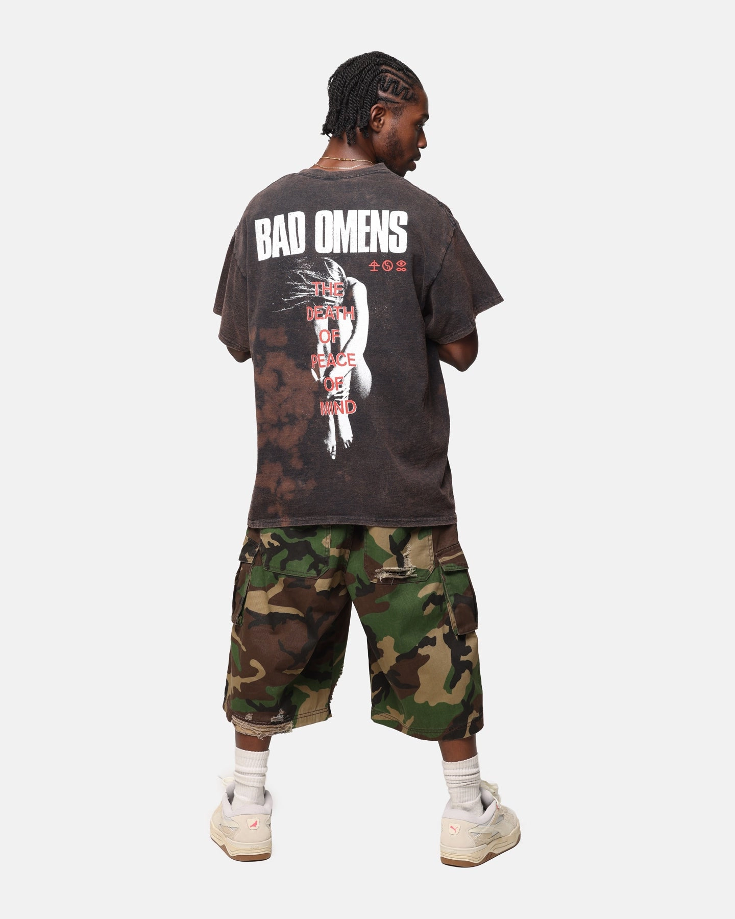 Geometric precision Bad Omens Flame Symbol T-Shirt Black Vintage