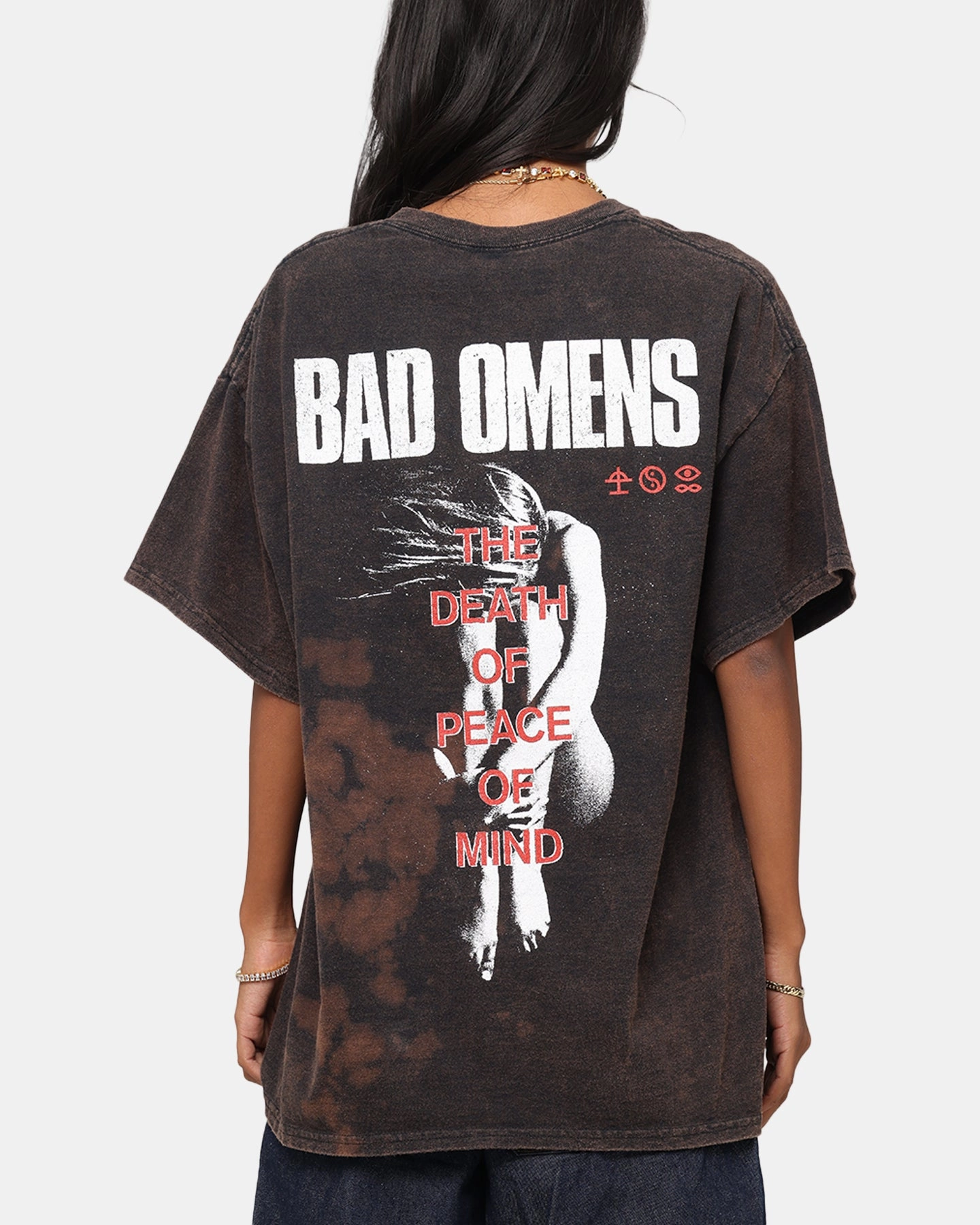 Bad Omens Flame Symbol T-Shirt Black Vintage Drop Shoulder Design