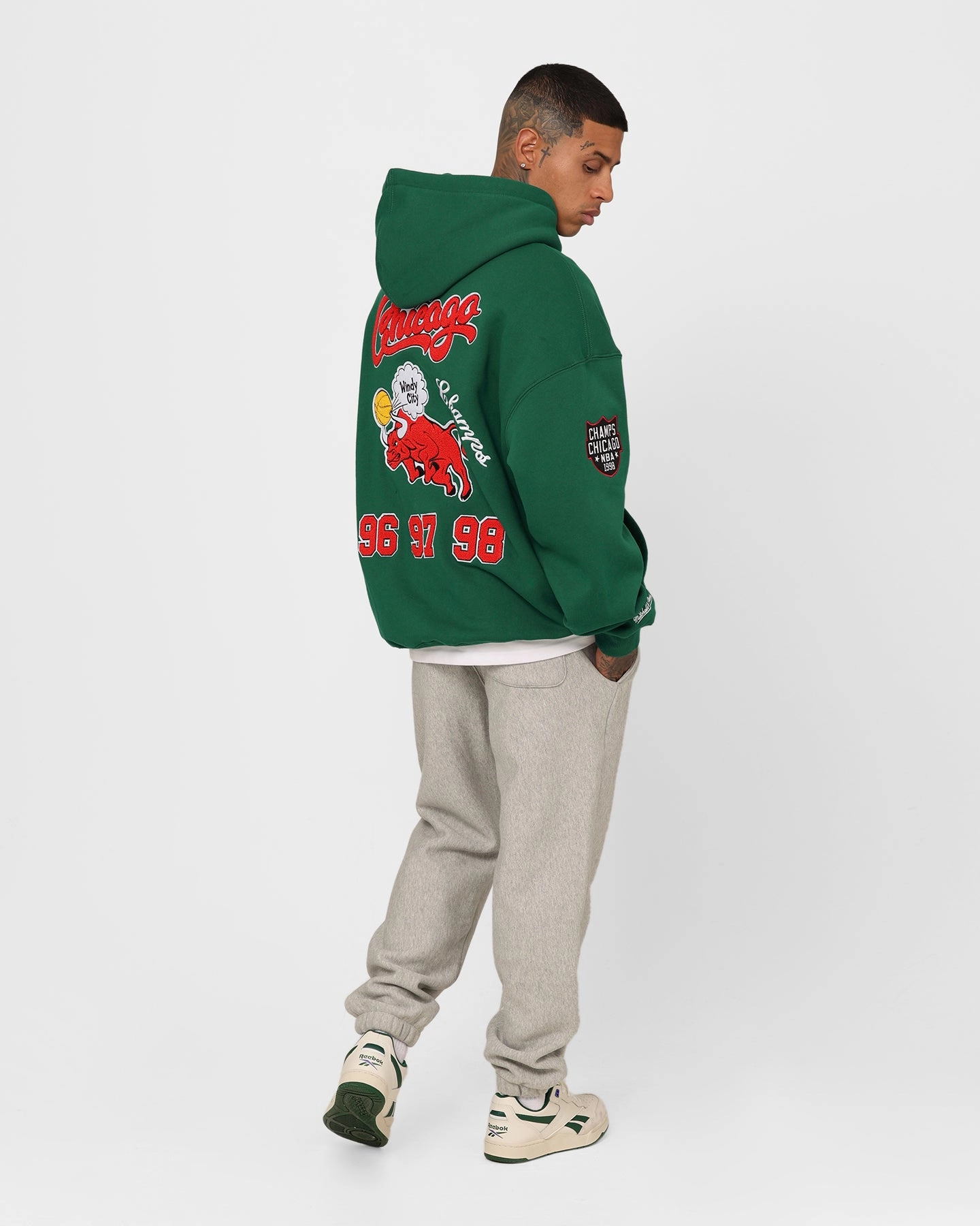Mitchell & Ness Chicago Bulls Letterman Hoodie Malachite Green Chill Proof Urban Protection
