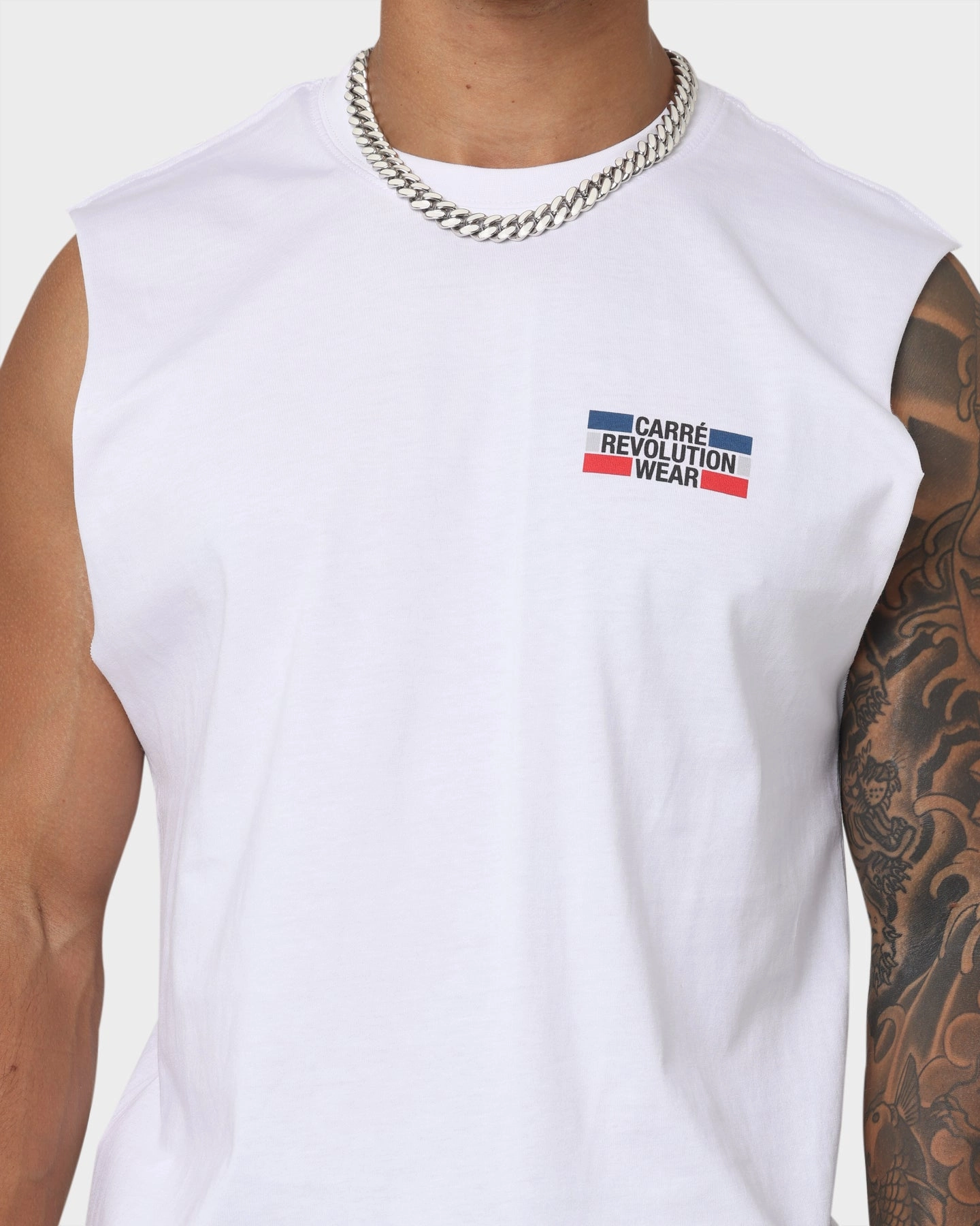 Carre Carr??-CRV Muscle T-Shirt White Simple Yet Elegant