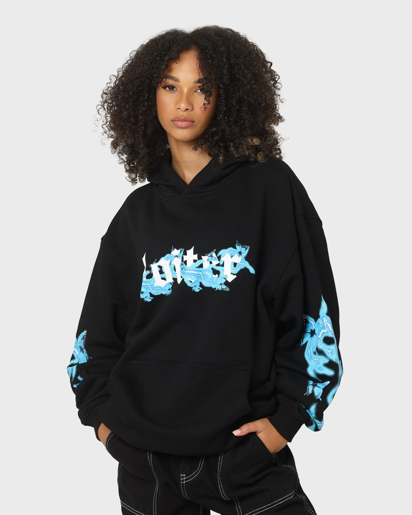 Loiter Electro Butterfly Hoodie Black Daily Style Trend
