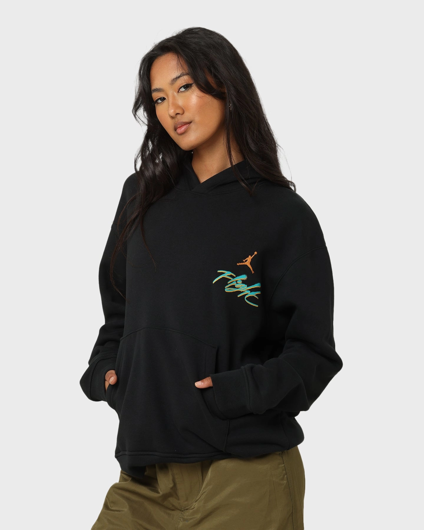 Jordan Essential Flight Graphic Fleece Hoodie Black/New Emerald Weekend Wear