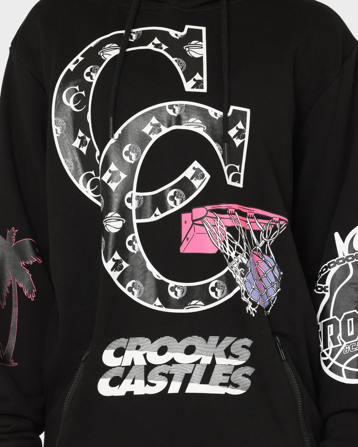 suitable for theater performances Waterproof Zippers Crooks & Castles Miami Sportek Hoodie Black