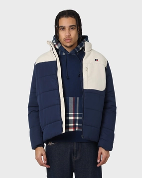 Water Resistant Russell Athletic Splinter Puffer Jacket Navy