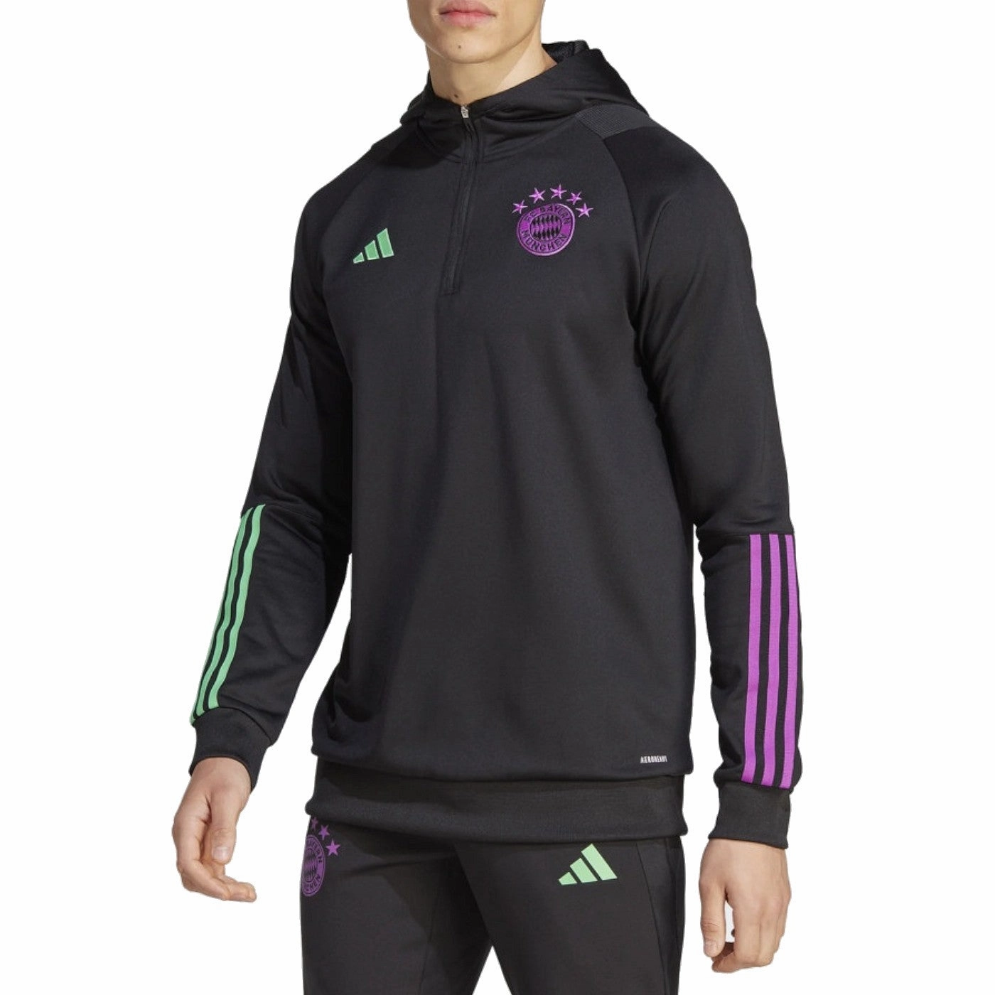cyclist Bayern Munich black hooded training technical tracksuit 2023/24 - Adidas