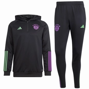 Bayern Munich black hooded training technical tracksuit 2023/24 - Adidas Quick Flex
