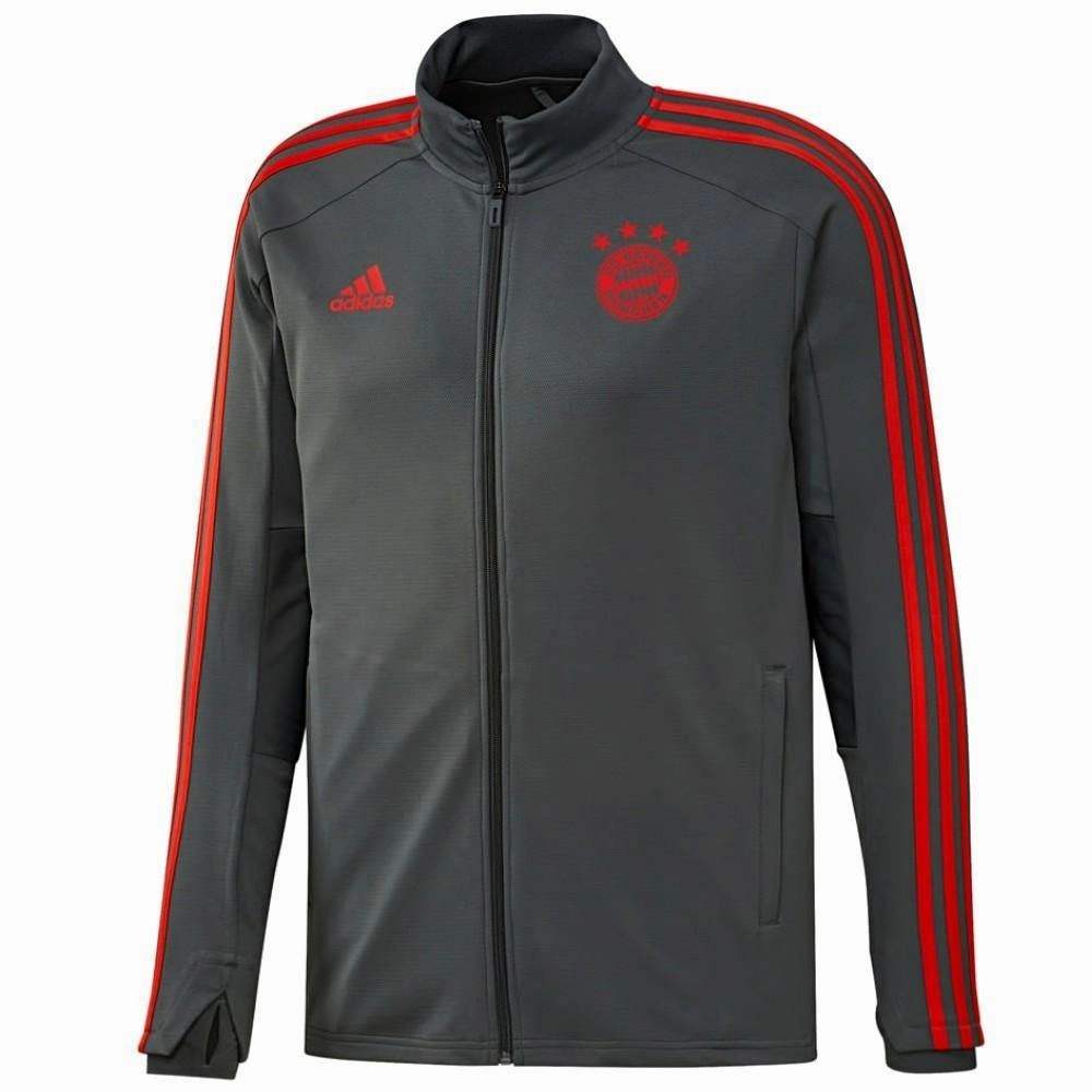 Bayern Munich grey training players Soccer tracksuit 2018/19 - Adidas Raglan Sleeve Design