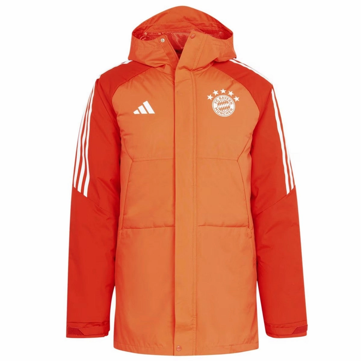 colorfast Bayern Munich soccer light red parka down jacket 2024 - Adidas