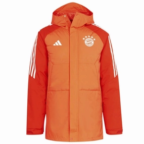 colorfast Bayern Munich soccer light red parka down jacket 2024 - Adidas