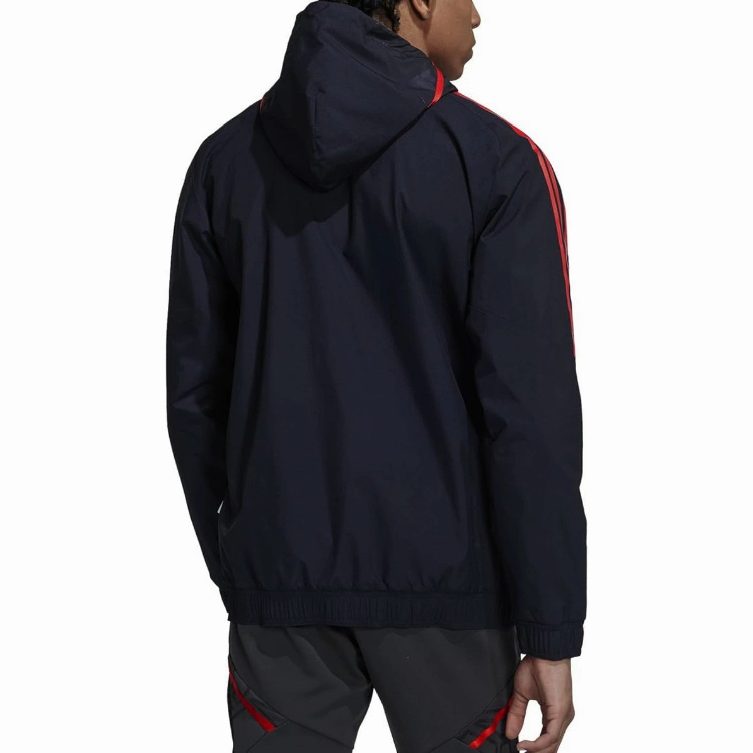 Biodegradable global Bayern Munich soccer training rain jacket 2022/23 black - Adidas