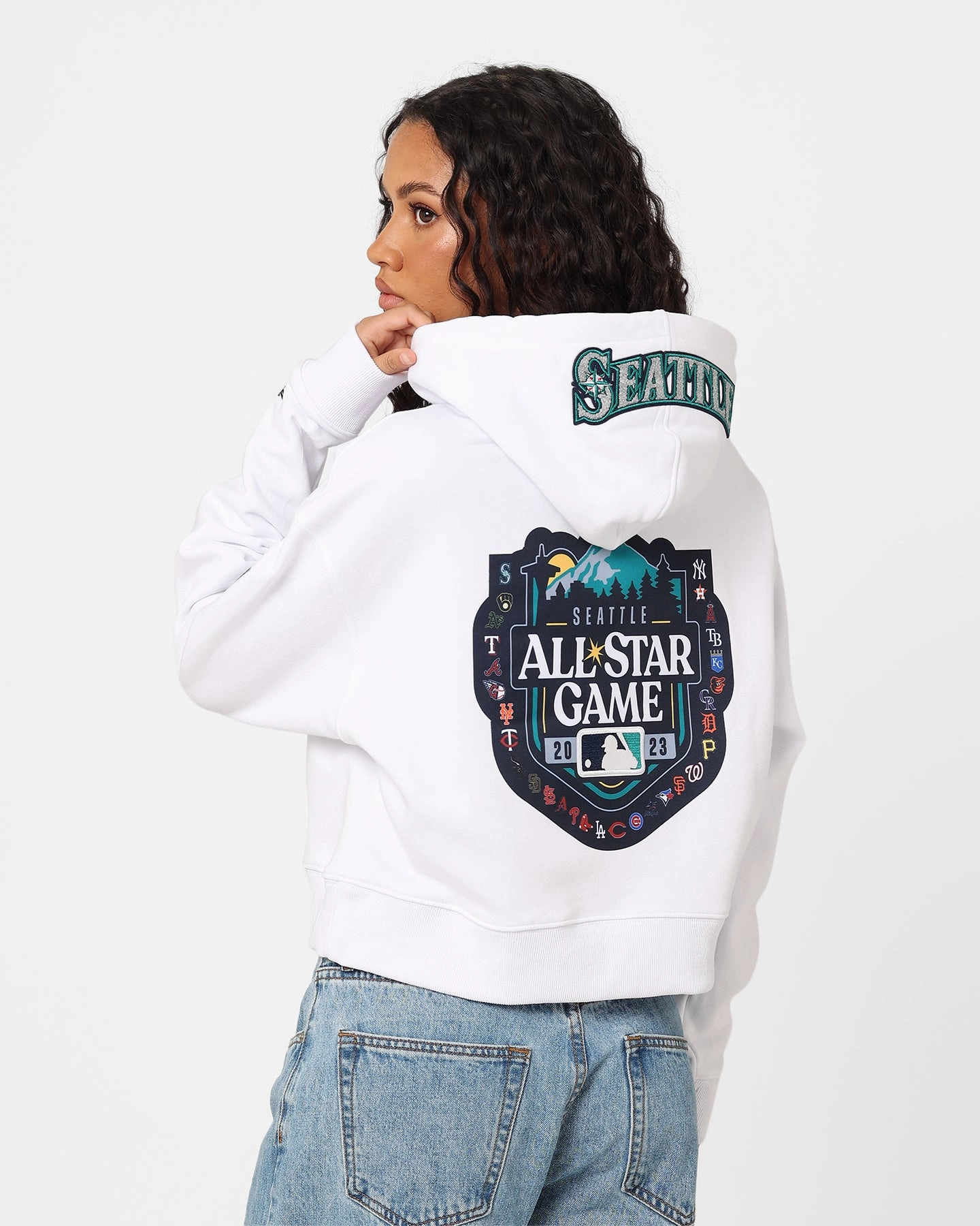 graduation Pro Standard Women's MLB All Stars Cropped Hoodie White