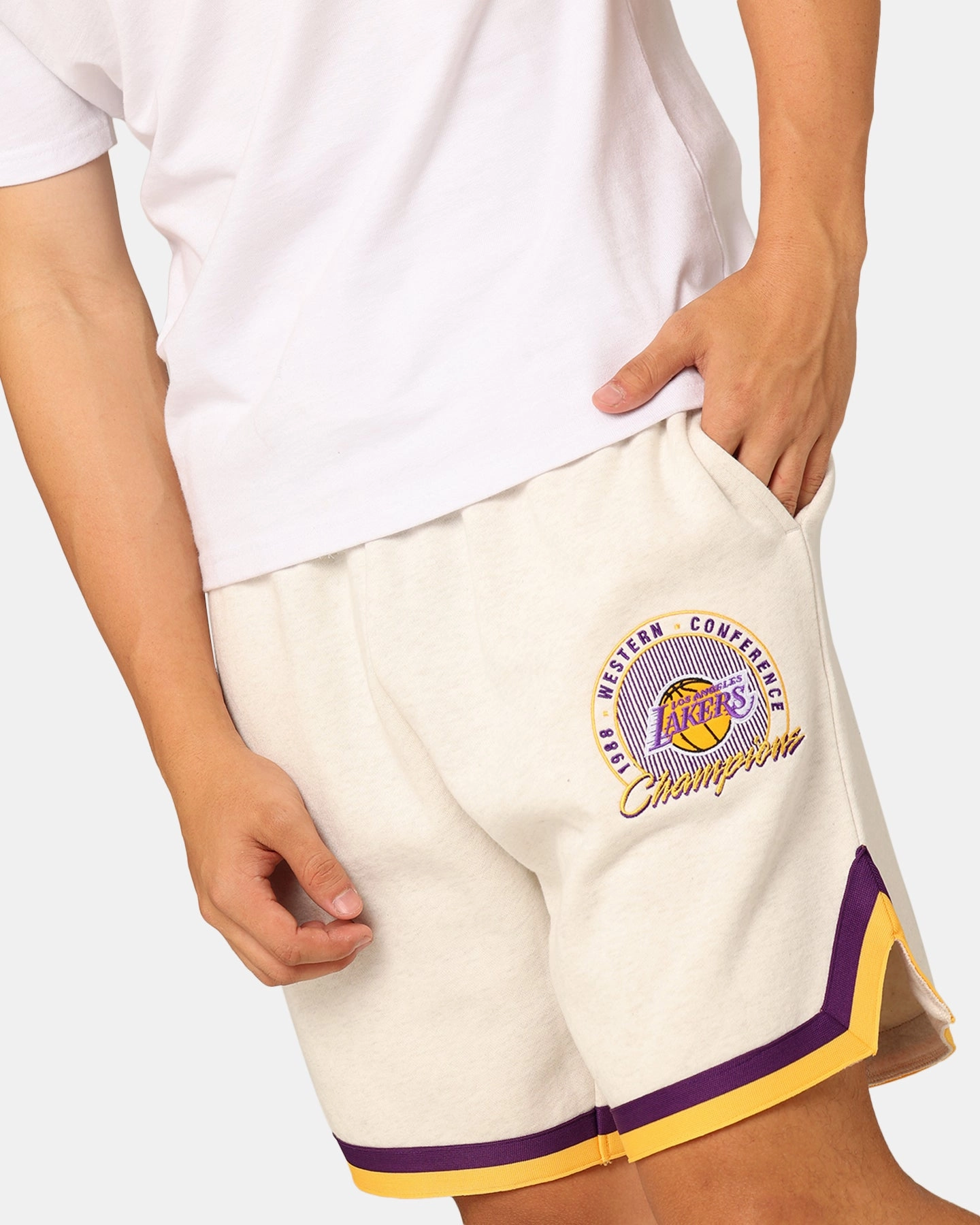 Mitchell & Ness Los Angeles Lakers Shooting Shorts White Marle sports industry Wide Leg Opening