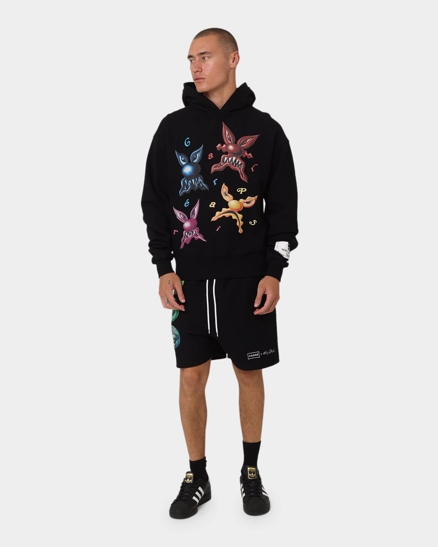 Stain-Resistant Carr?? X Kenny Scharf Multi Face Sweat Shorts Black