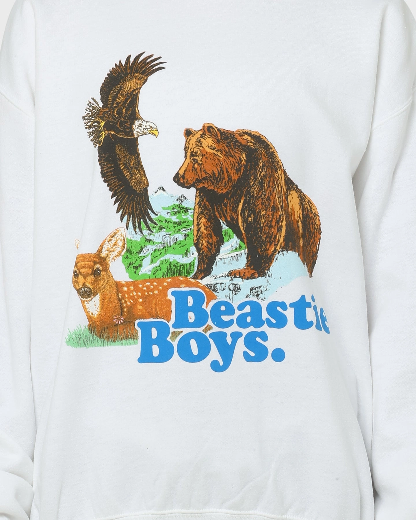 Beastie Boys Forest Animal Crewneck White Lint Resistant Surface UV protection layer