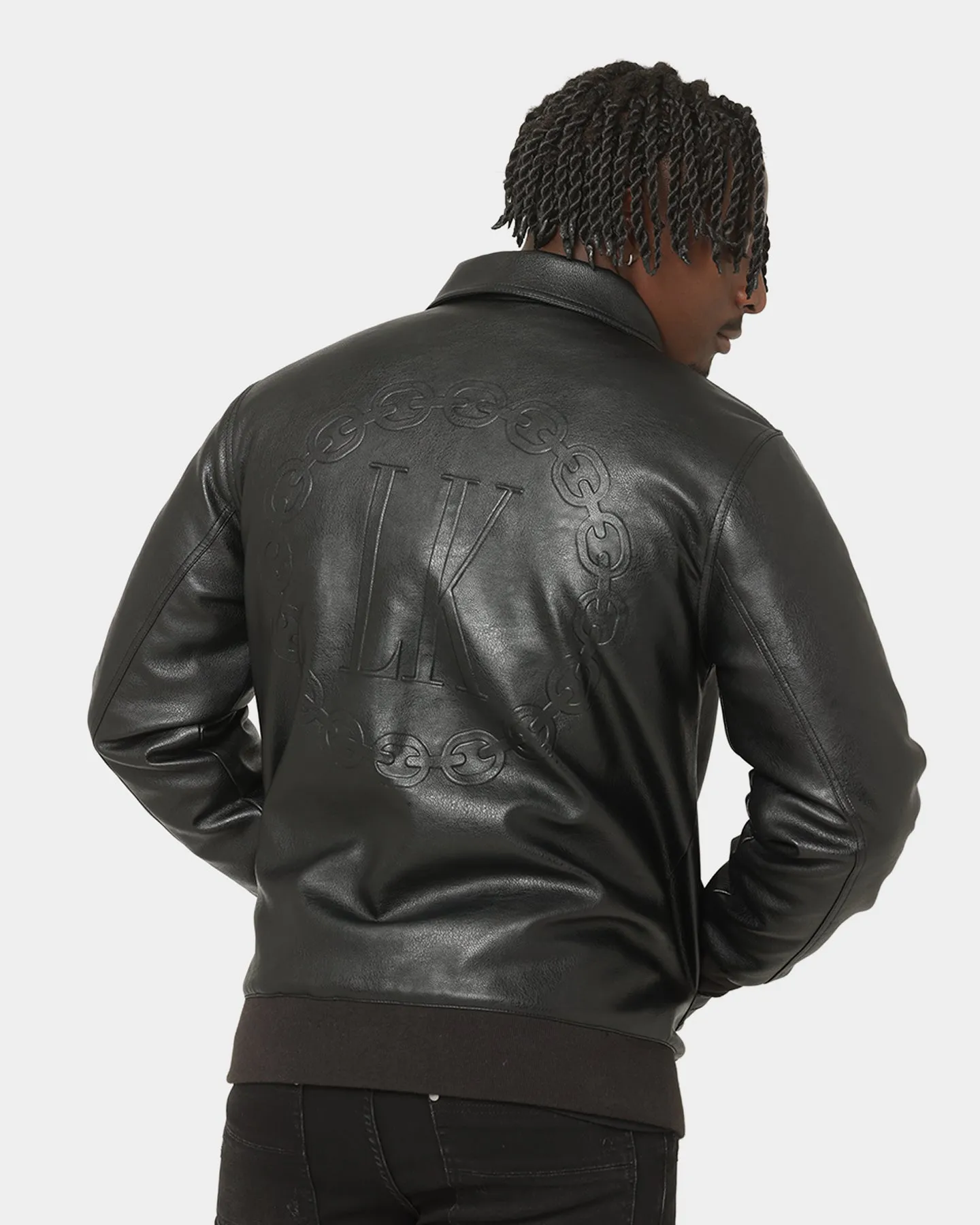 Last Kings Chain Faux Leather Jacket Black popular in Africa