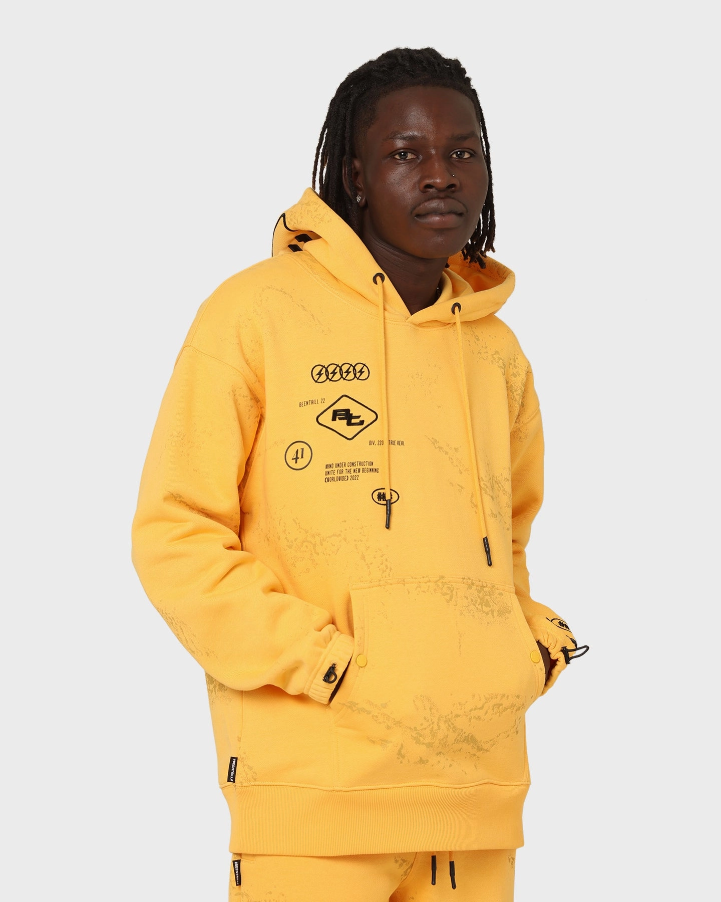 BEENTRILL Circuitry Hoodie Yellow Smooth Finish Technique
