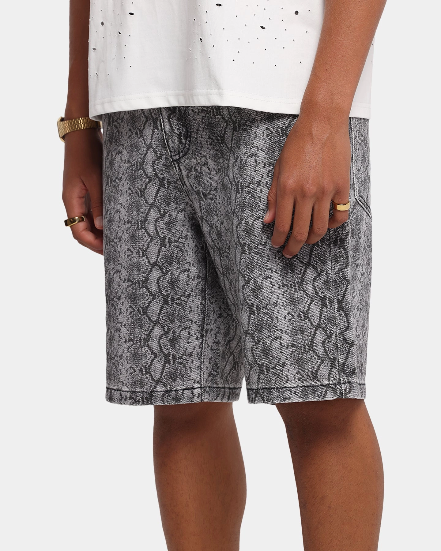 XXIII Snake Skin Jorts Black Snake Print Versatile Design
