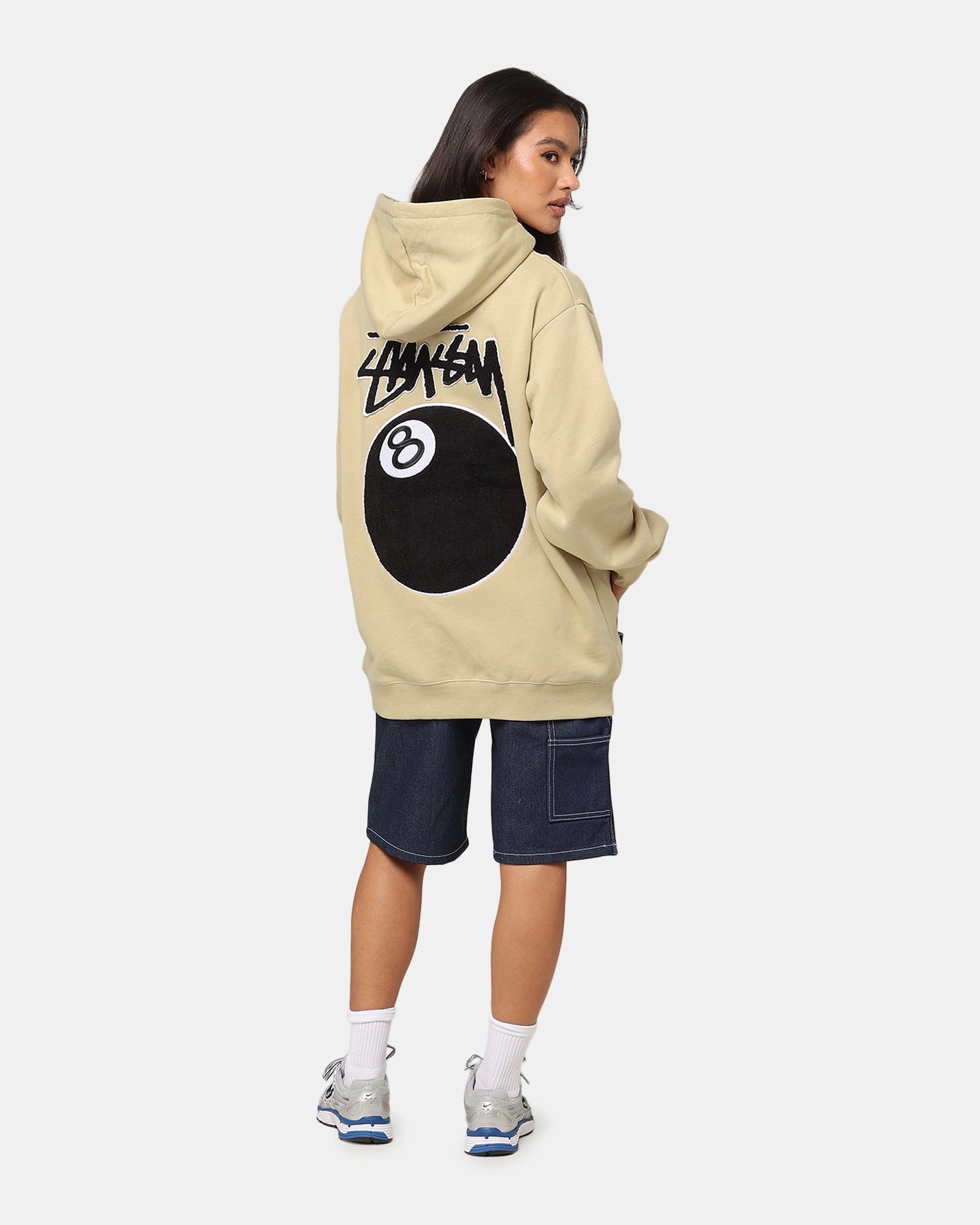 Stretchy St??ssy 8 Ball Chenille Hoodie Khaki