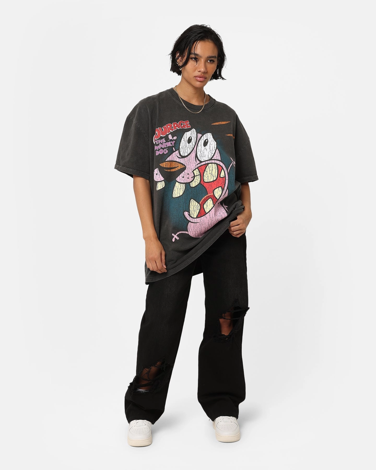 American Thrift X Cartoon Network Courage Heavyweight T-Shirt Black Wash NoSideSeam Denim combination