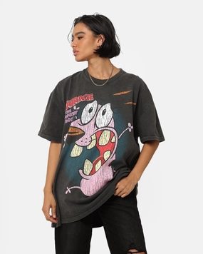 American Thrift X Cartoon Network Courage Heavyweight T-Shirt Black Wash easy to pair Simple Style