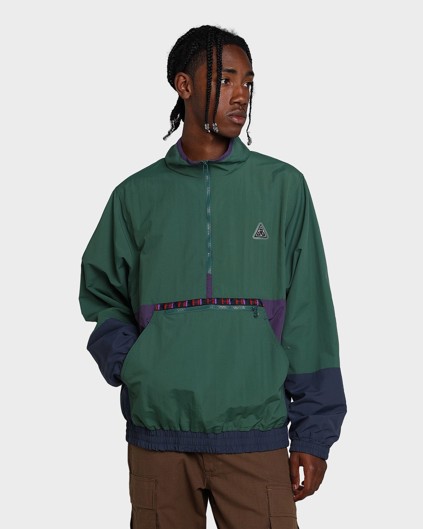 HUF Teton Quarter Zip Anorak Forest Green suitable for business trips Unisex