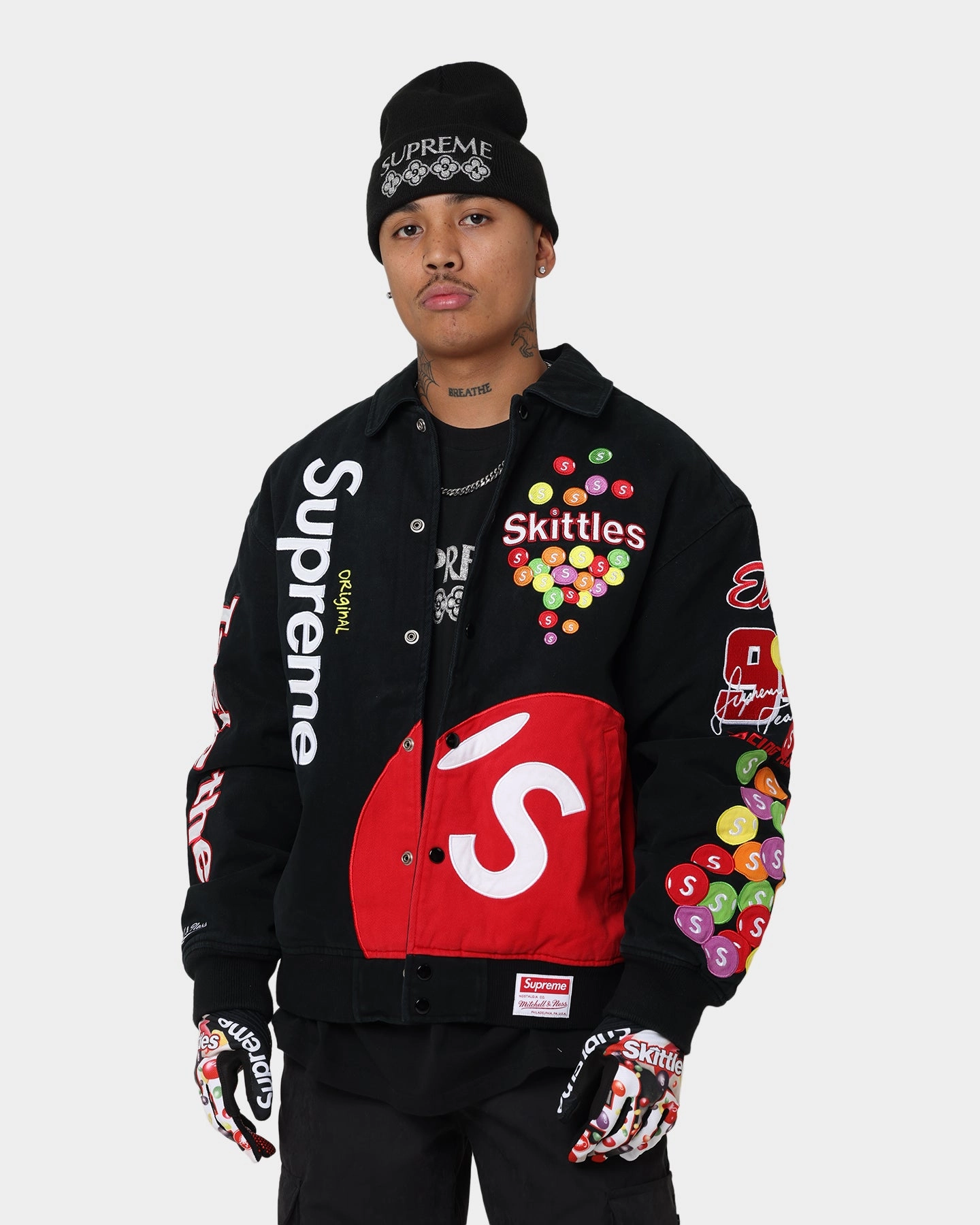 Supreme X Mitchell & Ness X Skittles Varsity Jacket Black Share
