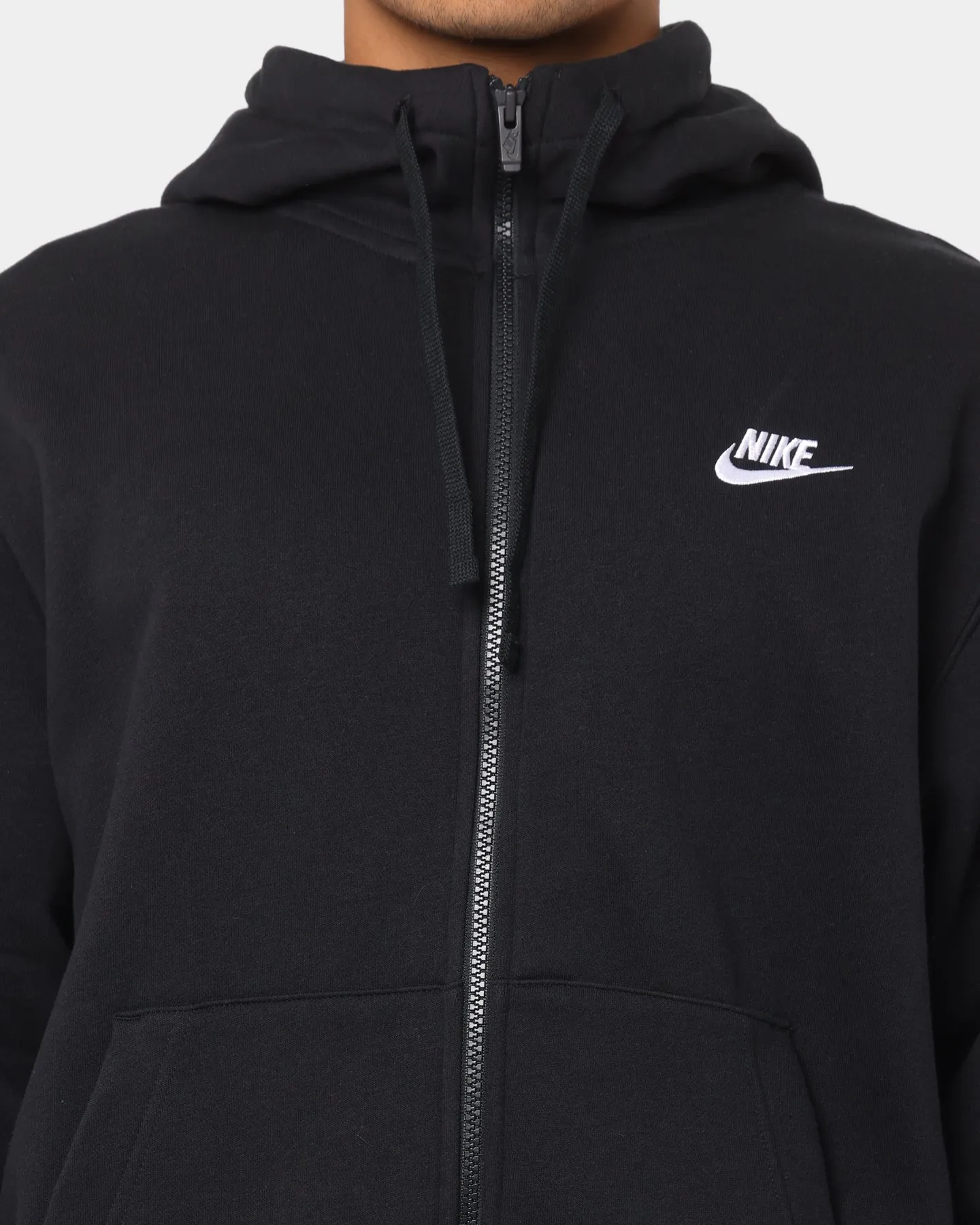 Nike Sportswear Club Front Zip Hoodie Black/Black/White Fashion Ease