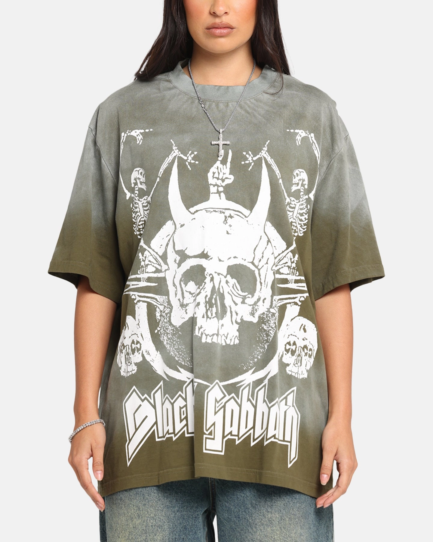 Relaxed Wardrobe Multi Directional Stretch Black Sabbath Sabbath Hem Vintage T-Shirt Washed Black