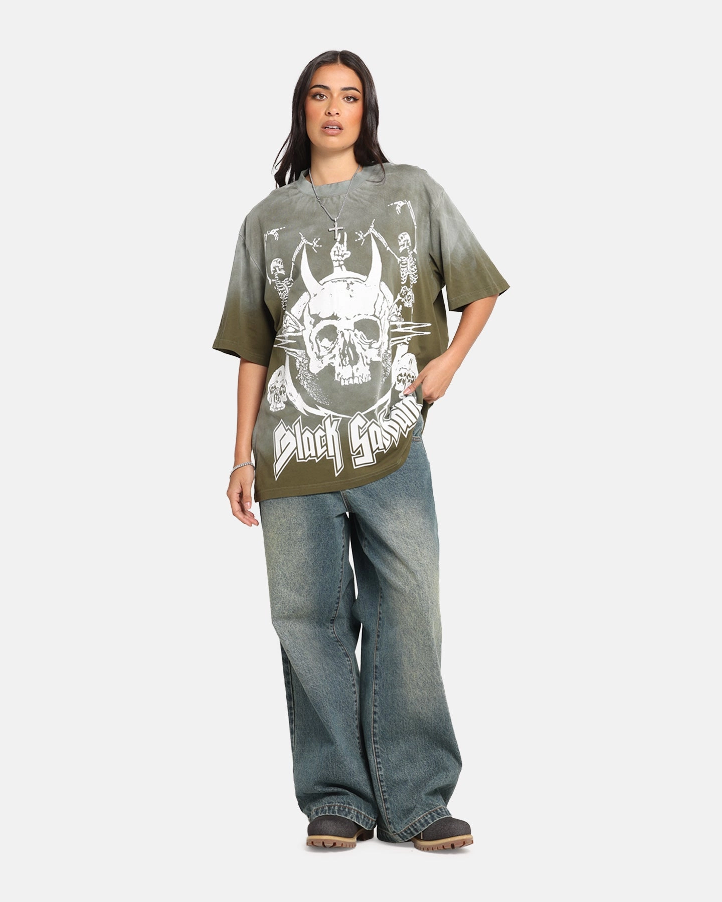 Black Sabbath Sabbath Hem Vintage T-Shirt Washed Black Street Outfit Chill Fit