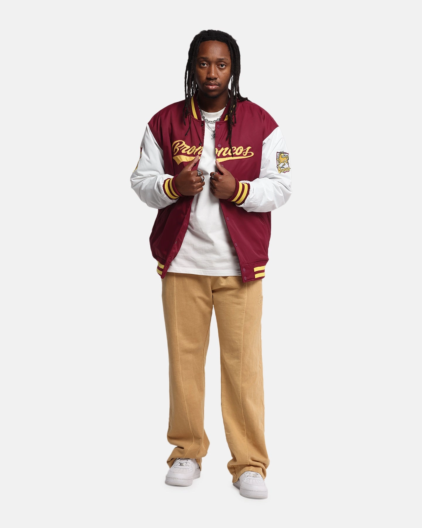 Bleacher Athletic Brisbane Broncos NRL 1908 Baseball Varsity Jacket Official Team Colour Foundation Comfort Focused Design