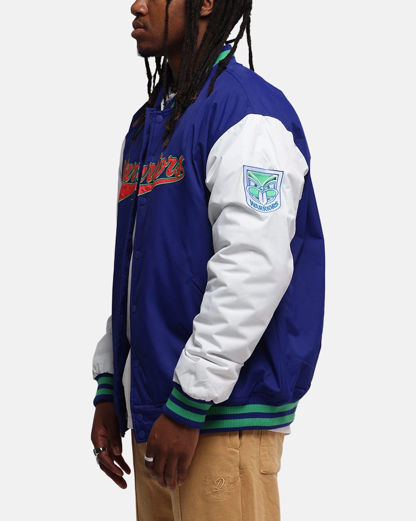 Bleacher Athletic New Zealand Warriors NRL 1908 Baseball Varsity Jacket Official Team Colour Recycled Polyester