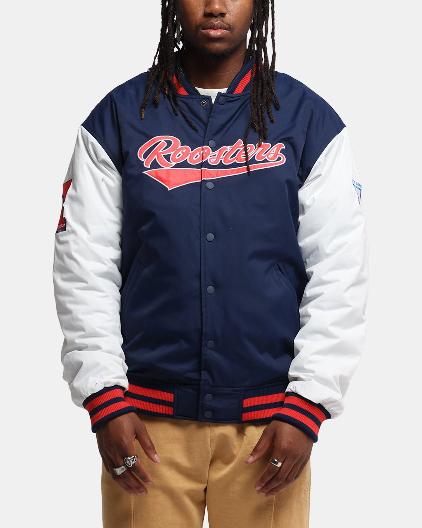 Template Hooded style Bleacher Athletic Sydney Roosters NRL 1908 Baseball Varsity Jacket Official Team Colour