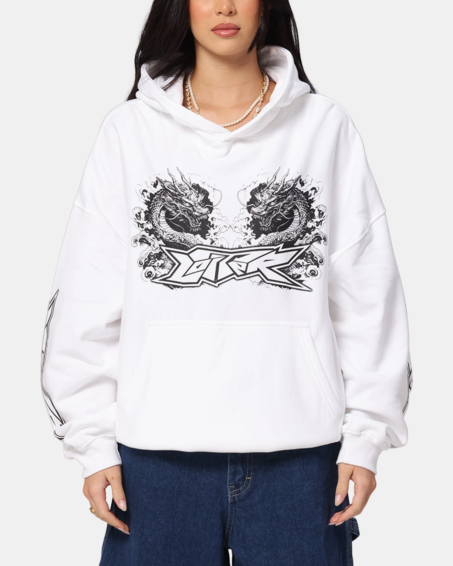 Loiter Draco Born Hoodie White concert - goers