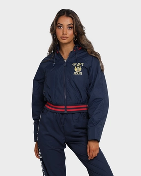 Tommy Jeans Women's Detachable Hood Bomber Jacket Twilight Navy Soft Seasonal Wear