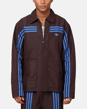 Functional Wear Patterned Adidas Originals 70's Club Jacket Brown