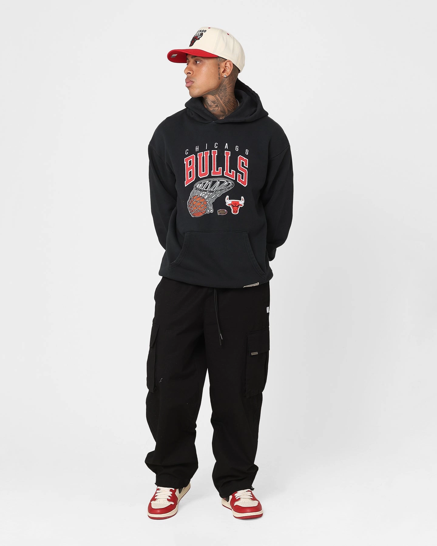 Mitchell & Ness Chicago Bulls Arch Net Hoodie HighCollar Design Utility Focus