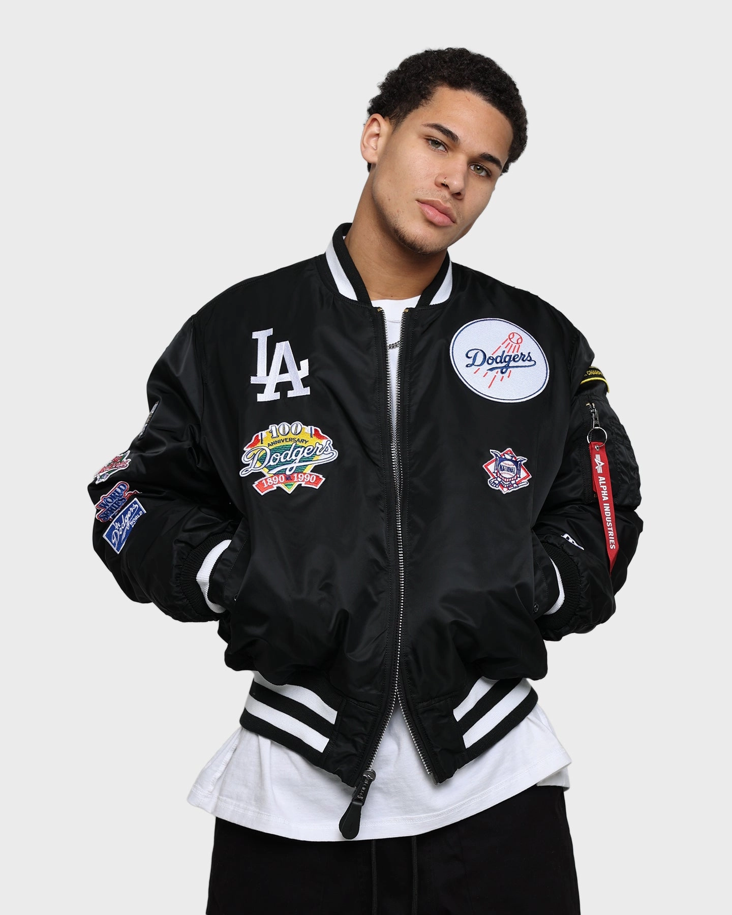 New Era Los Angeles Dodgers Varsity Jacket Black Hazard Multi Seasonal