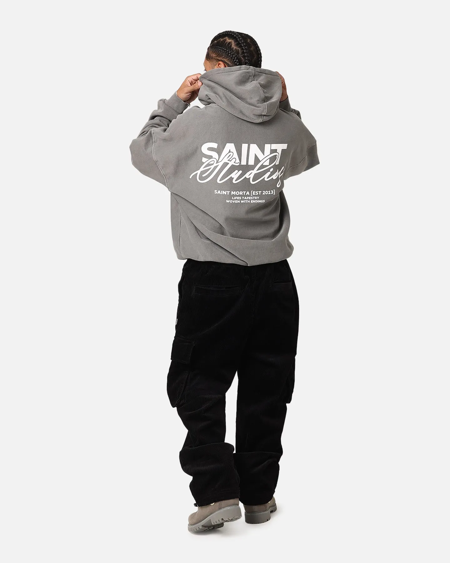 Saint Morta Saint Studios Hoodie Washed Charcoal Hint Rugged Layering