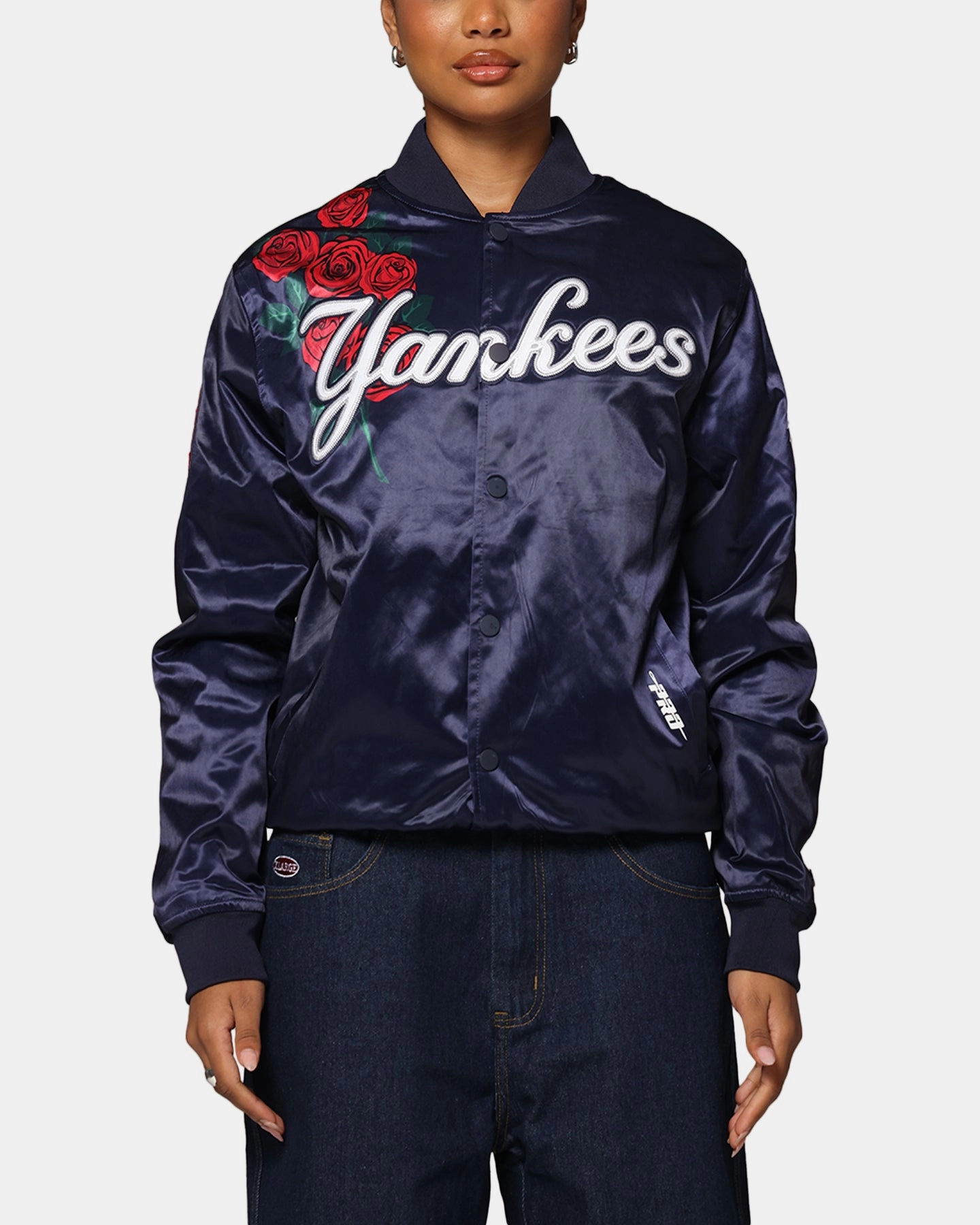 Easy Care Pro Standard New York Yankees Roses Satin Jacket Navy