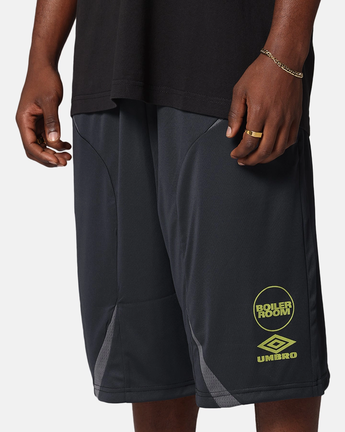 Boiler Room X Umbro Football Shorts Black Frictionless Movement Polyester fabric