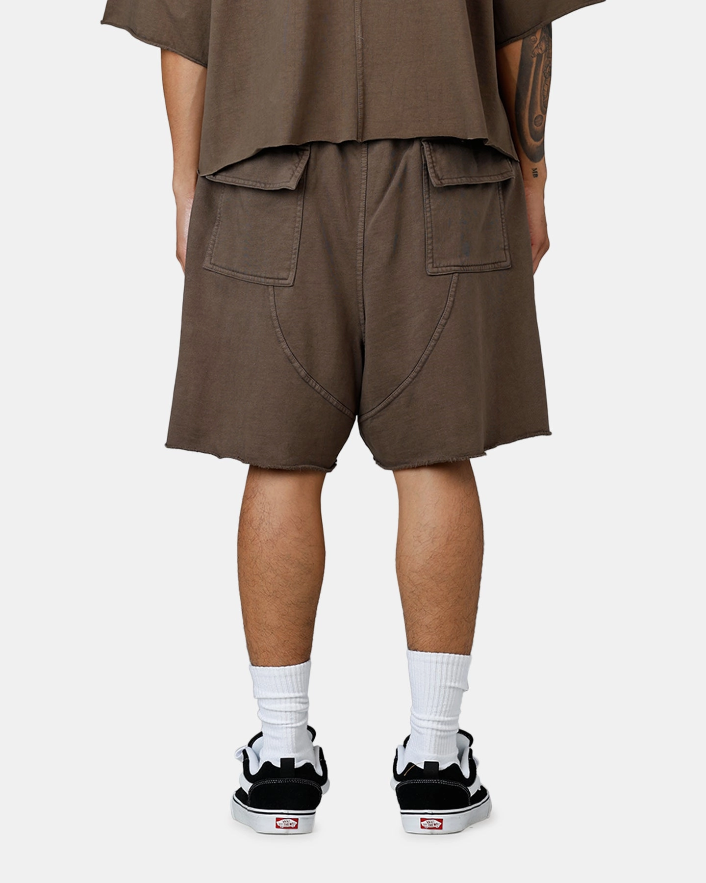 Office Attire Stylish Fit MNML Oversized Cargo Sweat Shorts Muddy Grey