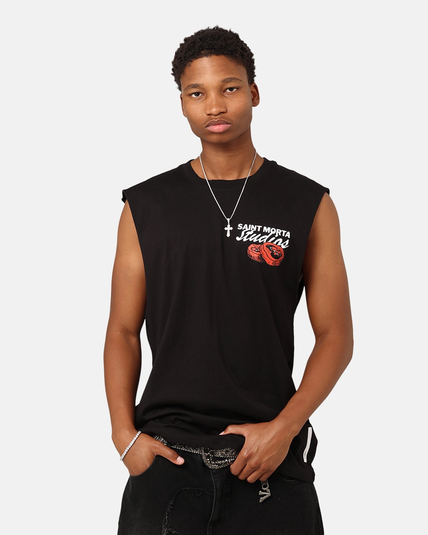 Smooth Flatlock Stitching EnhancedDurabilityFinish Saint Morta Chilli Fusion Muscle T-Shirt Black