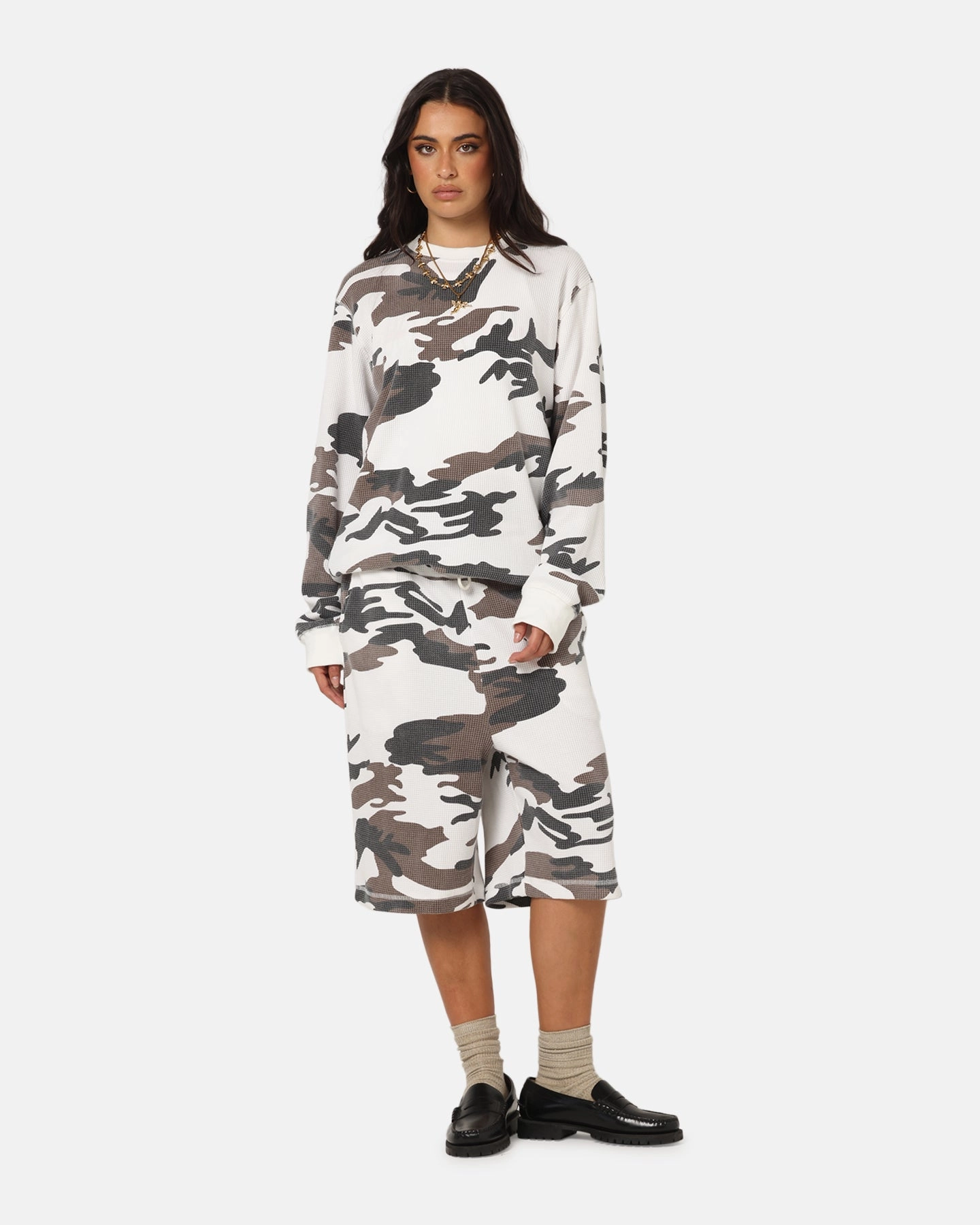 XXIII Printed Thermal Long Sleeve T-Shirt Snow Camo Layering Essential