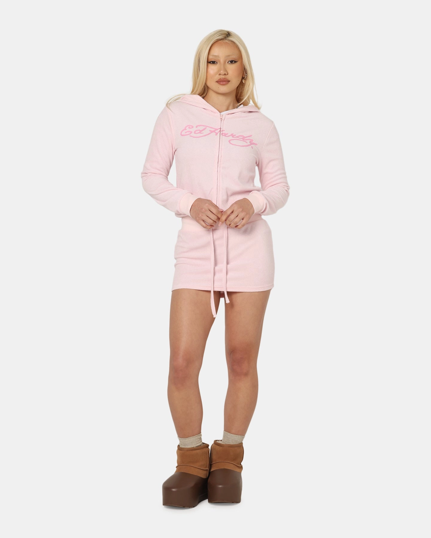 Ed Hardy Women's Lounge Mini Skirt Pink Cuffed hem Timeless Touch